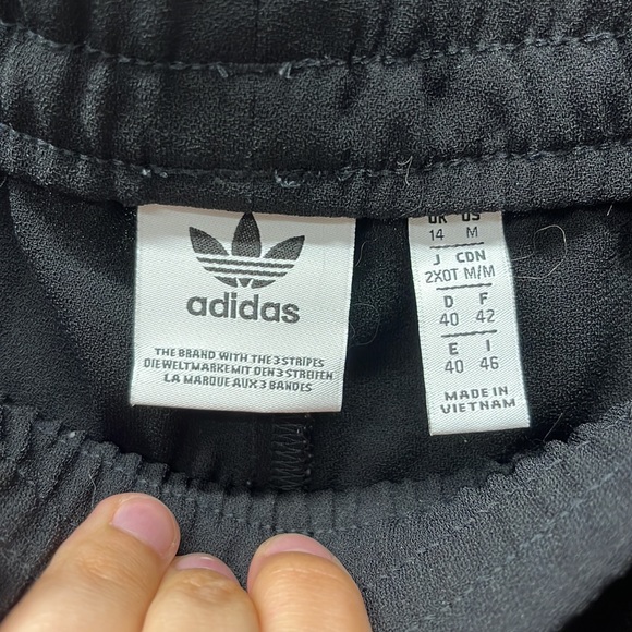 Adidas Wide Leg Relaxed Black Blue Pink Striped Pants - Picture 4 of 5